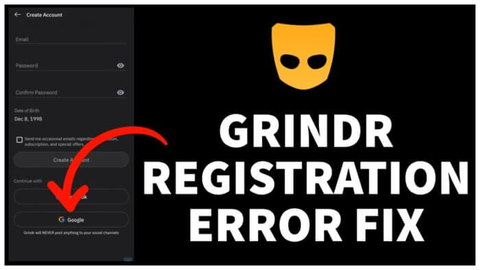 grindr errore di registrazione